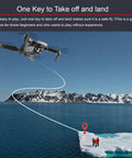 Mini Foldable Drone With Two 4K HD Cameras hovering over icy landscape with 360 Degree Flip and One Key Takeoff And Landing feature