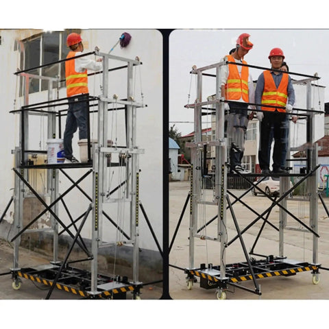 Beefy Electric Scaffolding Lift Platform Heavy Duty Galvanized Steel Mobile Aerial Work Cart in use for painting tasks.