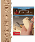Eyes And Lips Carving Study Kit With Hand Cast Resin Study Stick And 40 Page Booklet featuring carved faces and booklet cover