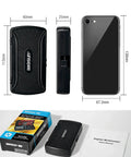 Pocket Size Dope Digital Multimeter With Auto Range For DC And AC Voltage And Current, Resistance, Capacitance, Frequency, Diode And Continuity Testing, Non Contact Voltage Detection, Data Hold, Auto Power Off, Compact Box Style Design next to smartphone for scale, showing compact dimensions.