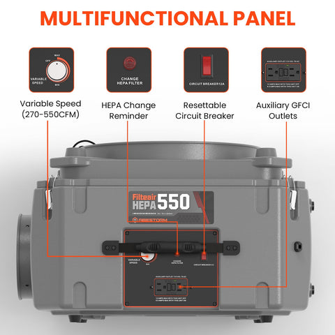 Air Scrubber Negative Air Machine With Three Stage Filtration And 16 Inch Inlet For Home Garage And Commercial Jobs control panel
