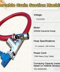 High Power Grain Suction Pump With 2000W Motor And 1.5M Flexible Hose Portable Grain Conveyor details with red hose