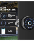 Heavy Duty Drip Proof Smart Deadbolt Lock With Touch Keypad For Front Doors showing touchpad with IP55 waterproof design.