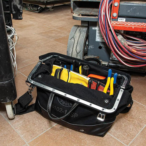 Deluxe 16 Inch Canvas Tool Bag With 13 Pockets And Detachable Shoulder Strap Large Heavy Duty Organizer For Tools on site