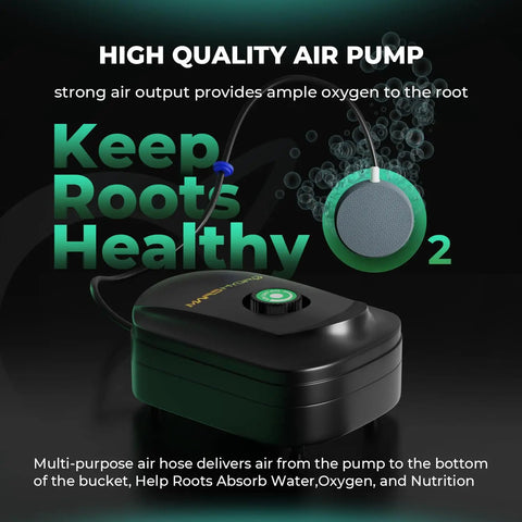 High-quality air pump and stone for 5 Gallon DWC Hydroponics Grow System For Dope Indoor Growing Deep Water Culture With 8W Air Pump