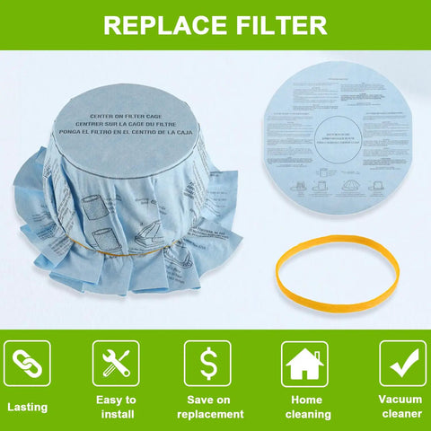 Reusable Wet Dry Vac Filter Set VF2002 For Most 5 Gallon And Larger Shop Vacs with filter disc and retaining band displayed
