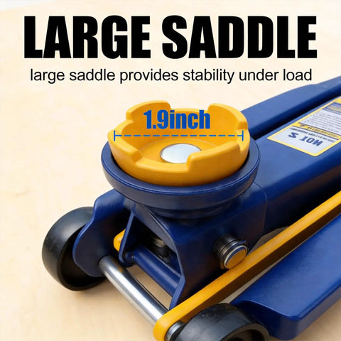 Ultra Low Profile Hydraulic Floor Jack With 2 Ton Capacity And 4000 Lbs Lift, large saddle detail shown with 1.9-inch label