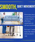 Buttery Smooth Tennis Ball Furniture Sliders For Chairs And Tables, Heavy Duty Scuff Proof Floor Guards, Quiet Mobility Base Covers That Quit Screeching On Laminate And Wood, 2 Inch Navy, 100 Pack in use under sofa and walker.