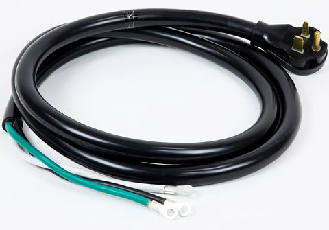 9 Foot NEMA 6 50P Power Cord With Eyelet Open End For Electric Heaters Heavy Duty 50 Amp 250 Volt UL Listed Black Straight Molded Plug