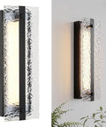 ElilyGiA 16 Inch Modern LED Wall Sconce Vanity Light, Black with ripple glass shade and metal frame in a bright setting.