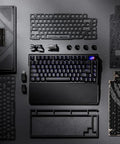 Wireless Mechanical Gaming Keyboard With Gasket Mount And 75 Layout Using Clicky Pbt Keycaps Brushed Aluminum Build on a flat surface with components.