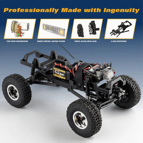 Two In One 1/24 Scale RC Crawler Chevy K5 Blazer chassis with components, no body, off road 4x4, dual-mode pickup and SUV mini truck.