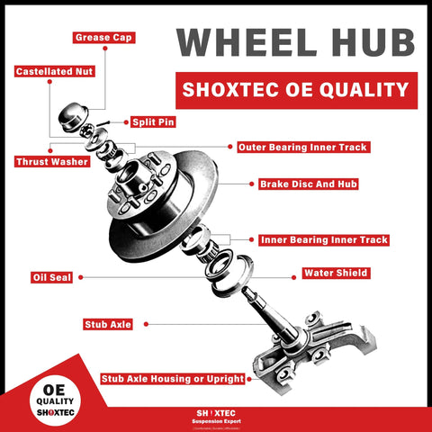 Exploded view of wheel hub assembly components for Rear Wheel Bearing Hub Assembly Replacement For Hyundai Elantra 2011 2017, Veloster 2012 2017, Kia Forte 2014 2018, Forte5 2014 2018 Repl No 512492 Durable, Beefed Up, Easy Install OE Fit