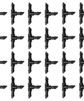 60 Pack 1/4 Inch Barbed Tee Fittings For Drip Irrigation Systems End Plug Connectors arranged in rows