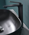 Matte Black Oval Vessel Sink 23.5 By 15.7 Inches, Ceramic Countertop Bathroom Basin With Pop Up Drain, Modern Sleek Design for Vanity