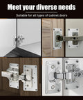 20-Piece Cabinet Hinge Repair Kit with Upgraded Half Square Plates and Screws in use on different cabinet doors