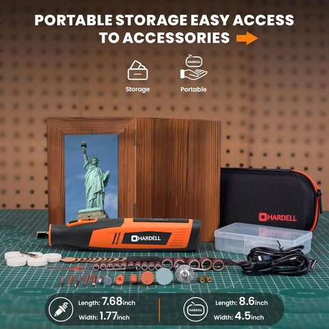 Killer Cordless Rotary Tool Kit Packing Eighty Heavy Duty Bits For Carving Grinding Sanding And Etching At Blazing Speeds Up To Twenty Eight Thousand Rpm with accessories in portable storage.