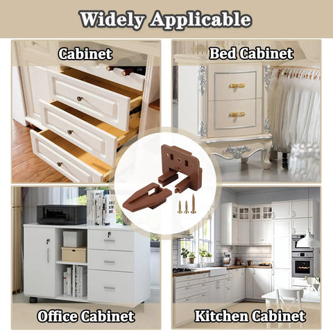 3 Pack Plastic Drawer Slides And Guides Replacement Tracks For Center Mount Bottom Mount Dressers Heavy Duty Glide Hardware No Hassle Vintage Hutch Repair Kit displayed in various cabinet types.