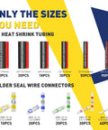 All In One Solder Seal Wire Connector Kit With Heat Shrink Tubing, 340Pcs Waterproof Electrical Connectors sizes chart