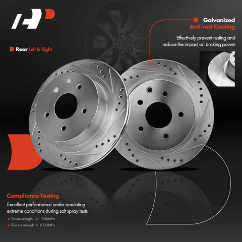 11.49 Inch Rear Drilled And Slotted Disc Brake Rotors And Ceramic Pads Kit For Nissan And Infiniti Models Stops Like A Boss