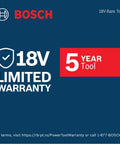 Bosch 18V warranty information for Straight Fire 18V Brushless Half Inch Mid Torque Impact Wrench Pumping Four Hundred Ten Foot Pounds Of Raw Breakaway Grunt In A Zero Bs Compact Bare Tool Build.