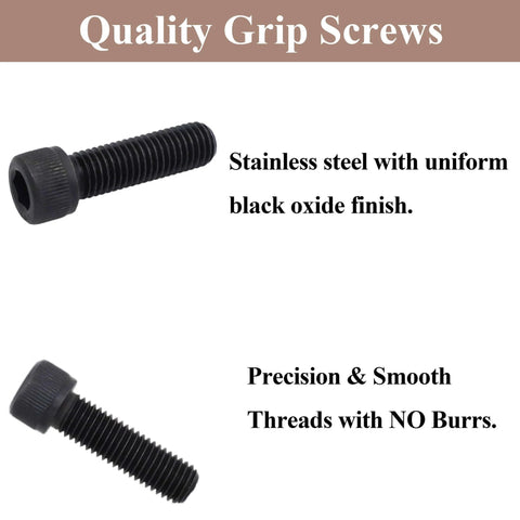 Eight Sets Hex Allen Head AR Grip Screws 1/4-28 X 7/8 Inch With Exterior Tooth Lock Washers For DIY Builds And Replacements Includes Wrench