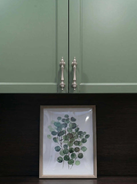 Green cabinet with Brushed Satin Nickel Cabinet Pulls 3 Inch Centers 6 Pack Zinc Alloy Drawer Handles For Kitchen Vanity Dresser And Closet