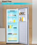 Interior view of 11 Cubic Foot Heavy Duty Workhorse Convertible Freezer And Refrigerator Standup Fridge With Glass Shelves and Reversible Door.