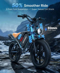 Fat Tire Beast Electric Bike For Adults With 2000W Peak Motor and dual suspension on rocky trail