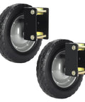 8 Inch Heavy Duty Rubber Gate Wheel Caster For Metal Tube Gates Side Mount Wheel Fits 1-5/8 To 2 Inch OD Round Tube Frames Black Powder Coated Steel Core Galvanized For Superior Corrosion Resistance And Long Life 2 Pack