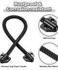 Built Tough Heavy Duty Armored Loop Power Transfer Cable Protector 16 Inch Long Fits 6mm Diameter Black 2 Pack Metal Flexible Gooseneck Exposed Mounting Sleeve with End Caps for Access System, loop cable with ABS end caps