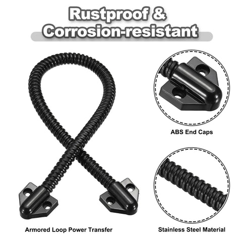 Built Tough Heavy Duty Armored Loop Power Transfer Cable Protector 16 Inch Long Fits 6mm Diameter Black 2 Pack Metal Flexible Gooseneck Exposed Mounting Sleeve with End Caps for Access System, loop cable with ABS end caps