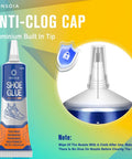 Heavy Duty Shoe Glue Repair Kit With 15ML X2 Adhesives showing anti-clog cap design and aluminum tip close-up