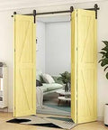 Beefy 72 Inch Bi Fold Barn Door Hardware Kit Heavy Duty Track System for Sliding Doors in interior room setup.