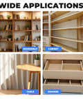 Wide applications of Blue Coated Pocket Hole Screws Kit In Five Sizes for shelves, cabinets, tables, and drawers.