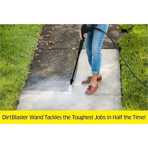Compact 1600 PSI Electric Pressure Washer With Vario And Dirt Blaster Spray Wands cleaning concrete path