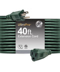 Heavy Duty 40 Foot Outdoor Extension Cord 16 AWG 3 Prong Grounded ETL Listed Green Power Cable for Yard Patio Garden Use