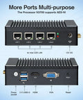 Ready To Roll Fanless Micro Firewall Appliance Heavy Hitter featuring four Intel I226 Ethernet ports and multiple connections.