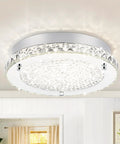 Flush Mount LED Crystal Ceiling Light, 13 Inch Modern Fixture With Edge Crystal Glass, Dimmable And 3 Color Temperature Modes