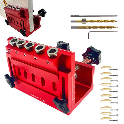 Adjustable Pocket Hole Jig And Precision Woodworking Guide Crafted From Heavy Duty Aluminum Alloy For Precise Angle Drilling.