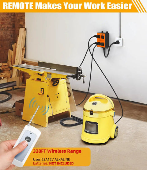 Automatic Vacuum Switch With Remote 120v Stops Breaker Tripping Effortless Hookup Connects Shop Vacs And Table Saws Multi Outlet Layout Keeps The Workshop Dust Free And Super Dope