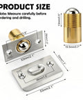 Two Pack Adjustable Ball Door Catches for Internal and Closet Doors size dimensions diagram in metal finish