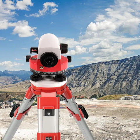 Beefy Aluminum Surveying Tripod With Five Eighth Inch 11 Threaded Flat Head Quick Clamp for auto level equipment outdoors