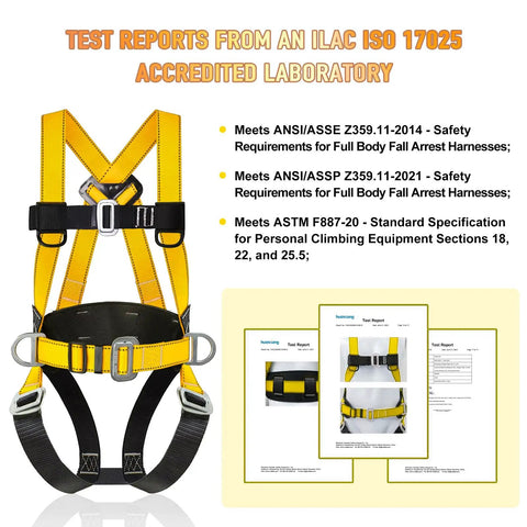 Full Body Safety Harness Fall Protection Kit With Shock Absorbing Lanyard Built Like A Tank For Roofer Contractors Rock Solid Work At Height Gear No Slack Drop Prevention Setup For Day Shift Crews