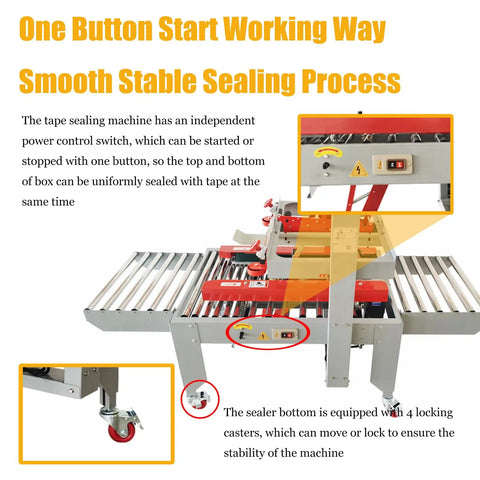 Full Automatic Carton Sealer And Box Packing Machine With Adjustable Belt Drive for smooth taping and stability features.