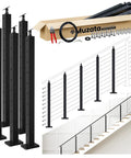 No Sweat Stainless Steel Cable Railing Kit For Stairs 16 To 20 Feet Modular Surface Mount 36 Inch Tall with posts and installation components.