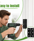 Man installing 20 Pack Black 3 Inch Door Hinges Stainless Steel 304 With 120 Screws For Interior Doors Cabinets