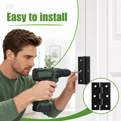 Man installing 20 Pack Black 3 Inch Door Hinges Stainless Steel 304 With 120 Screws For Interior Doors Cabinets