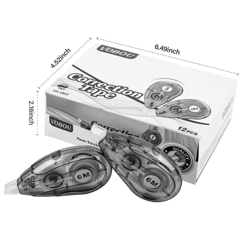 White Correction Tape Dispenser Set For Quick Clean Edits Left Or Right Hand Friendly 12 Pack Each 6M Long 0.2 Inch Tape Width