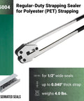 Workhorse Regular-Duty Polyester Strapping Sealer Crimper For Half-Inch PET Strapping With Long Handles, Heat-Treated Steel Parts, Effortless Seal Manual Tool For Horizontal Or Vertical Wrapping, C-5004 sealer